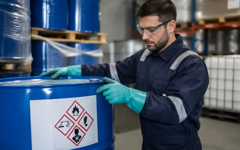 Manipulation protégée d’un fût de produit dangereux